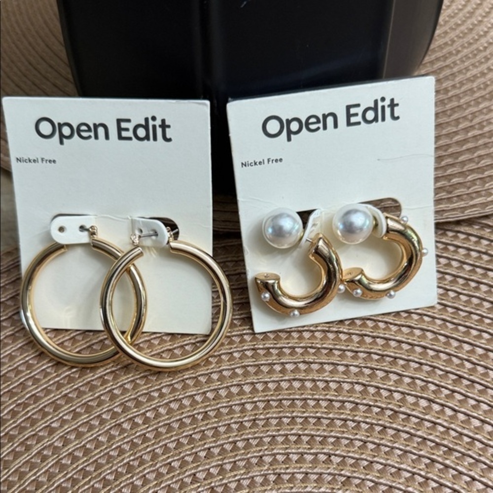 Open Edit Gold and Pearl Earrings  BUNDLE